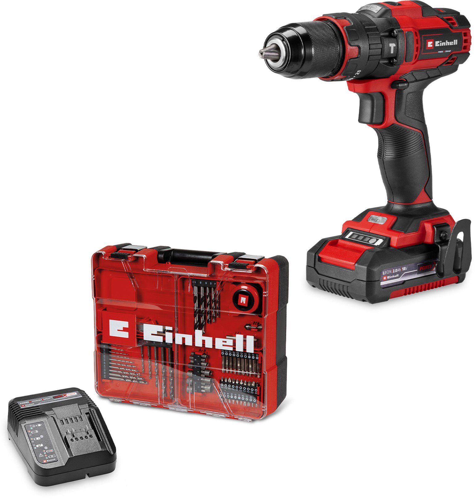 Einhell 4514325 TE-CD 18/40 Li-i Akkus ütvefúrógép + 64 részes tartozékkészlet (1×2,0 Ah)