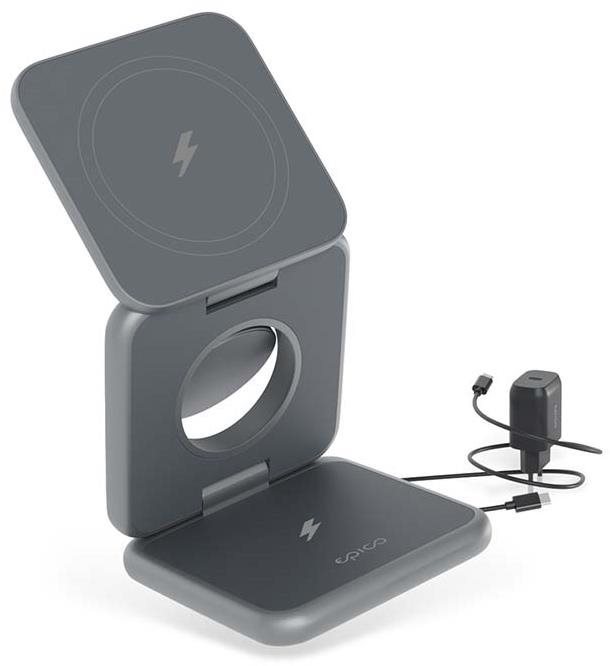Epico Mag+ összecsukható vezeték nélküli töltő MagSafe támogatással – asztroszürke