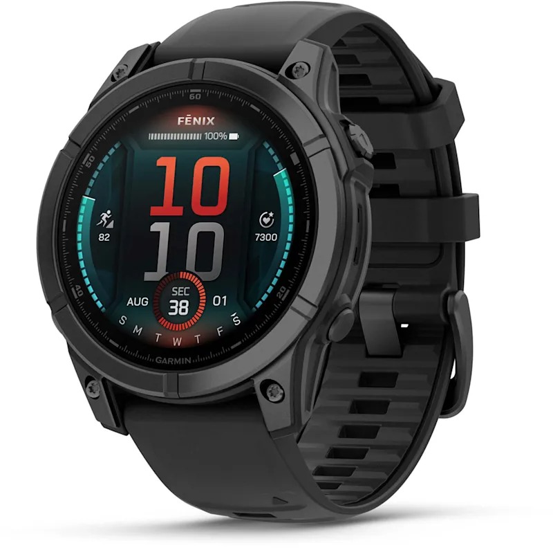 Garmin Fenix E 47mm sötétszürke acél, fekete szilikon szíj