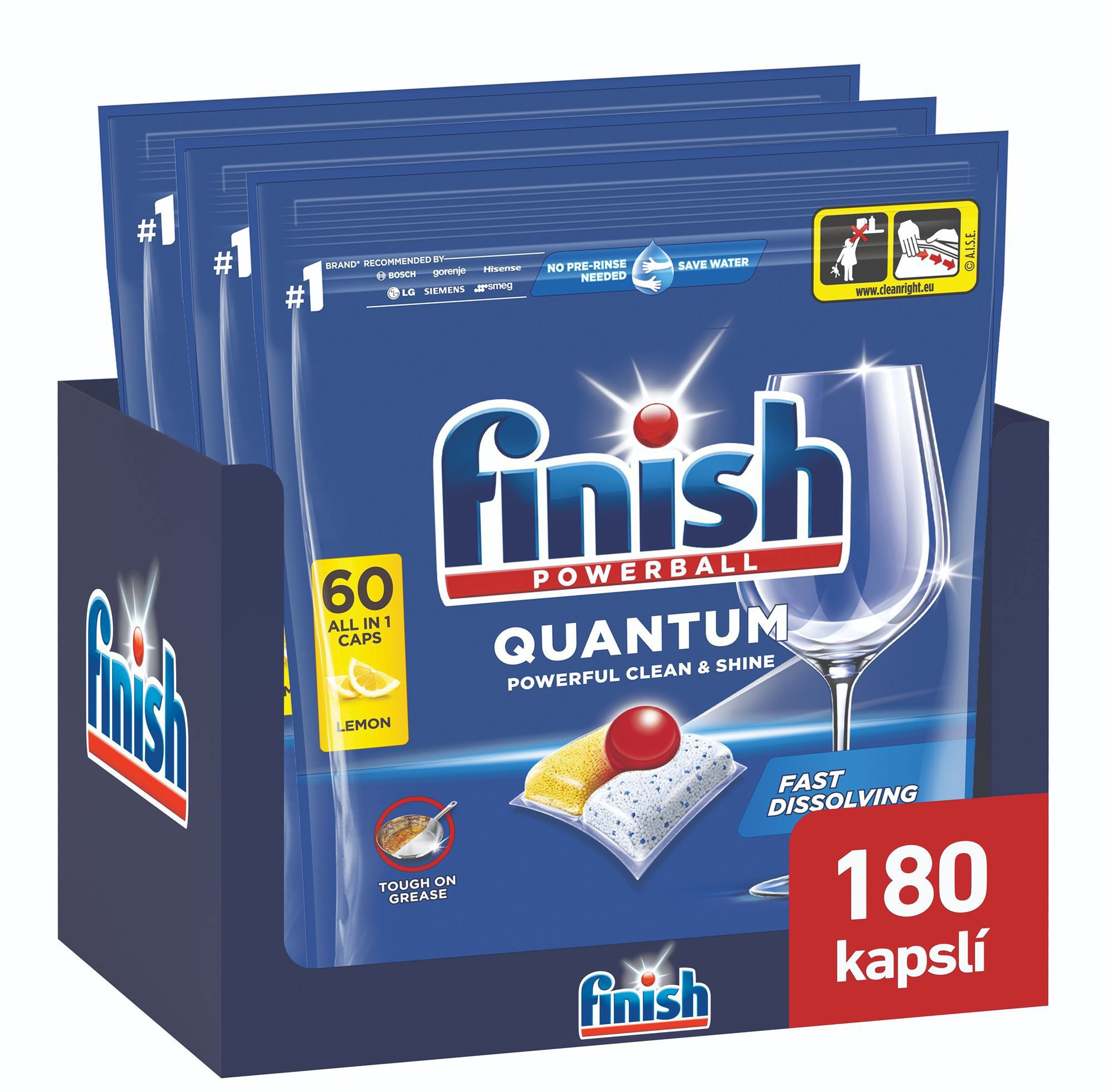 FINISH Quantum All in 1 Lemon Sparkle mosogatógép tabletta, 180 db
