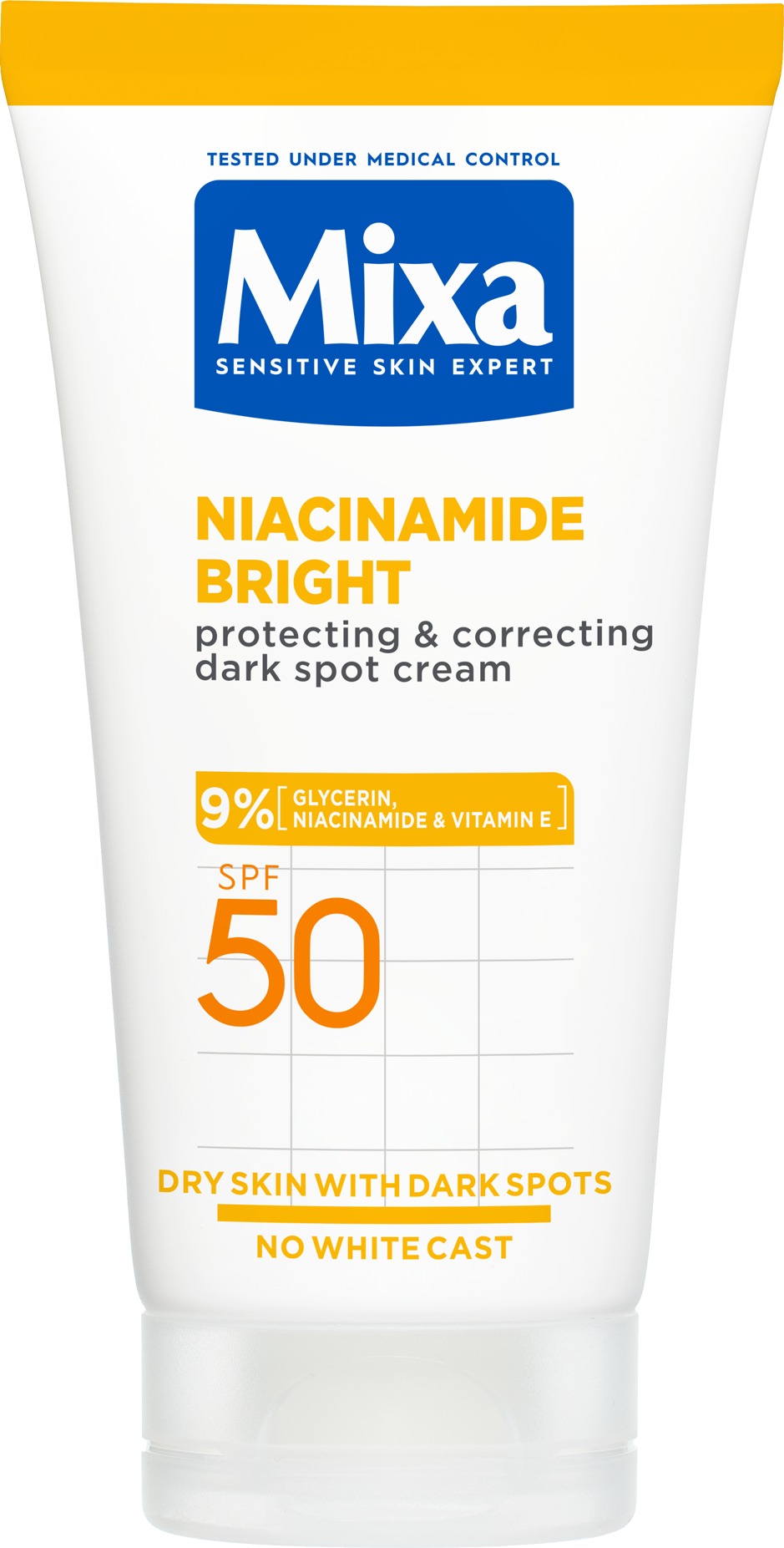 MIXA Niacinamide Bright védő és korrekciós krém sötét foltok ellen SPF 50, 50 ml