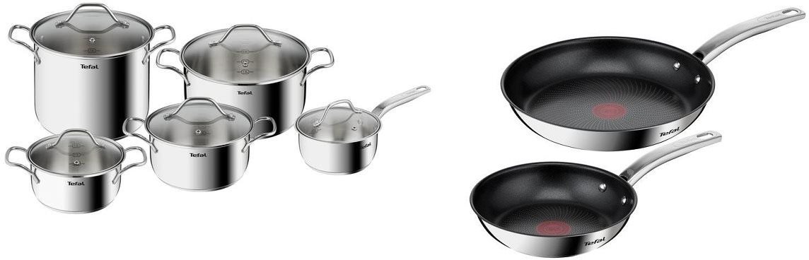 Tefal B864SA74 Intuition edénykészlet, 10 db + Tefal B817S255 Intuition serpenyőkészlet 20, 26 cm