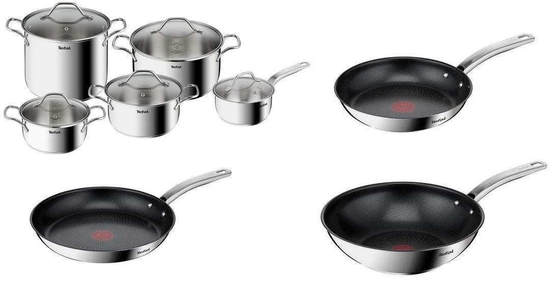 Tefal B864SA74 Intuition Edénykészlet, 10 db  + Tefal Serpenyő 24, 28 cm és Wok 28 cm