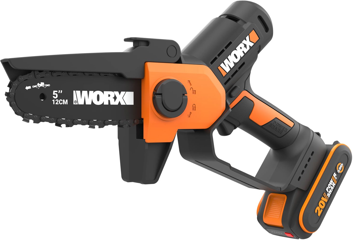 WORX láncfűrész egykezes AKU 20V WG326E (1 × 2,0 Ah AKU)