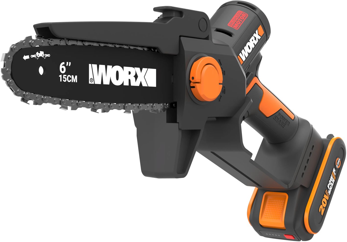 WORX láncfűrész egykezes AKU 20V WG327E (1 × 2,0 Ah AKU)