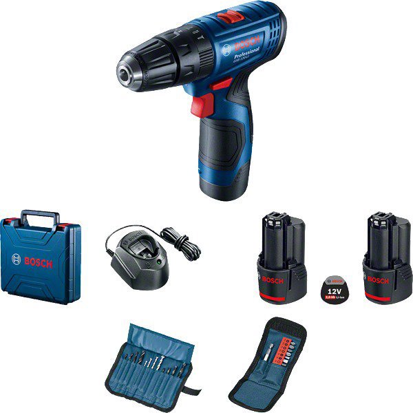 Bosch GSB 120-LI 2x2Ah + 23 db-os bit és fúrószár készlet