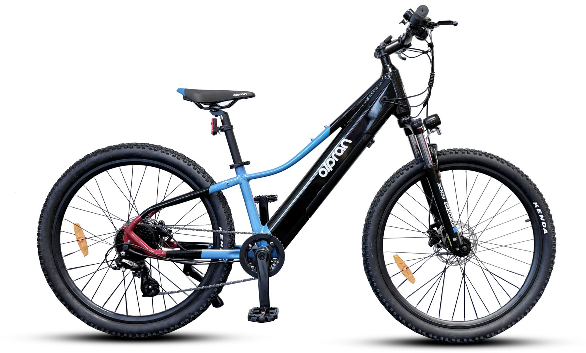 Olpran 26″ E-MTB Pluma fekete/kék/piros