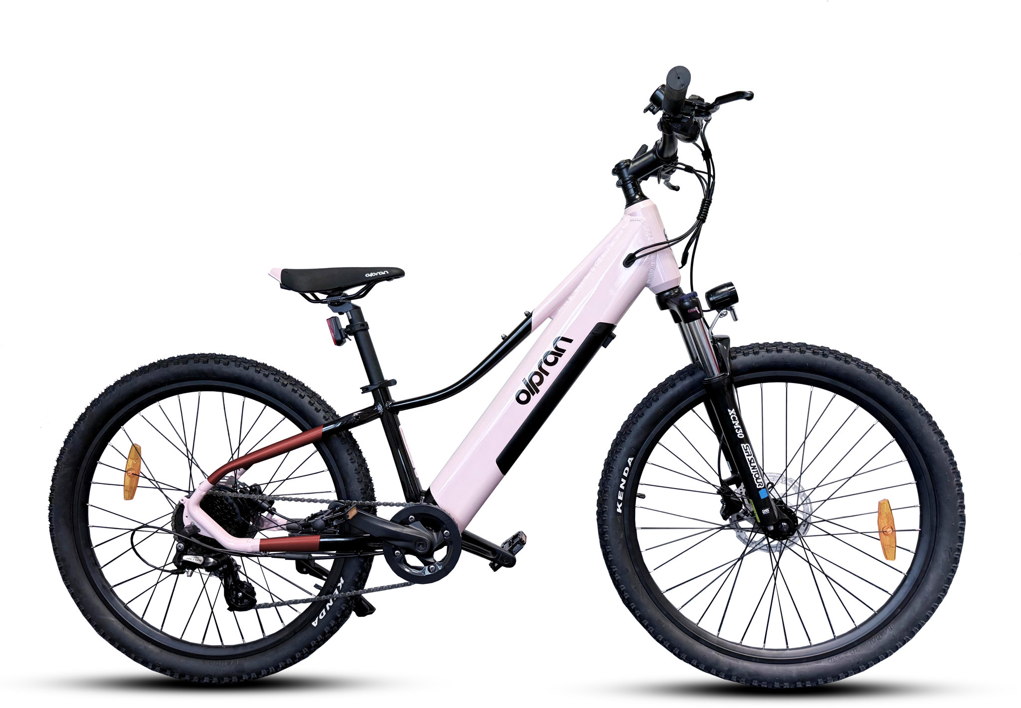 Olpran 26″ E-MTB Pluma rózsaszín/fekete/piros