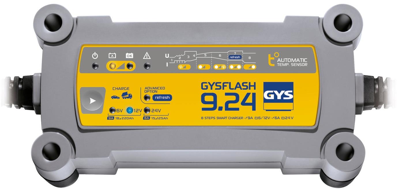 GYS Gysflash 9.24, 6/12/24 V, 15-300 Ah, 6/12 V 9 A, 24 V 6 A