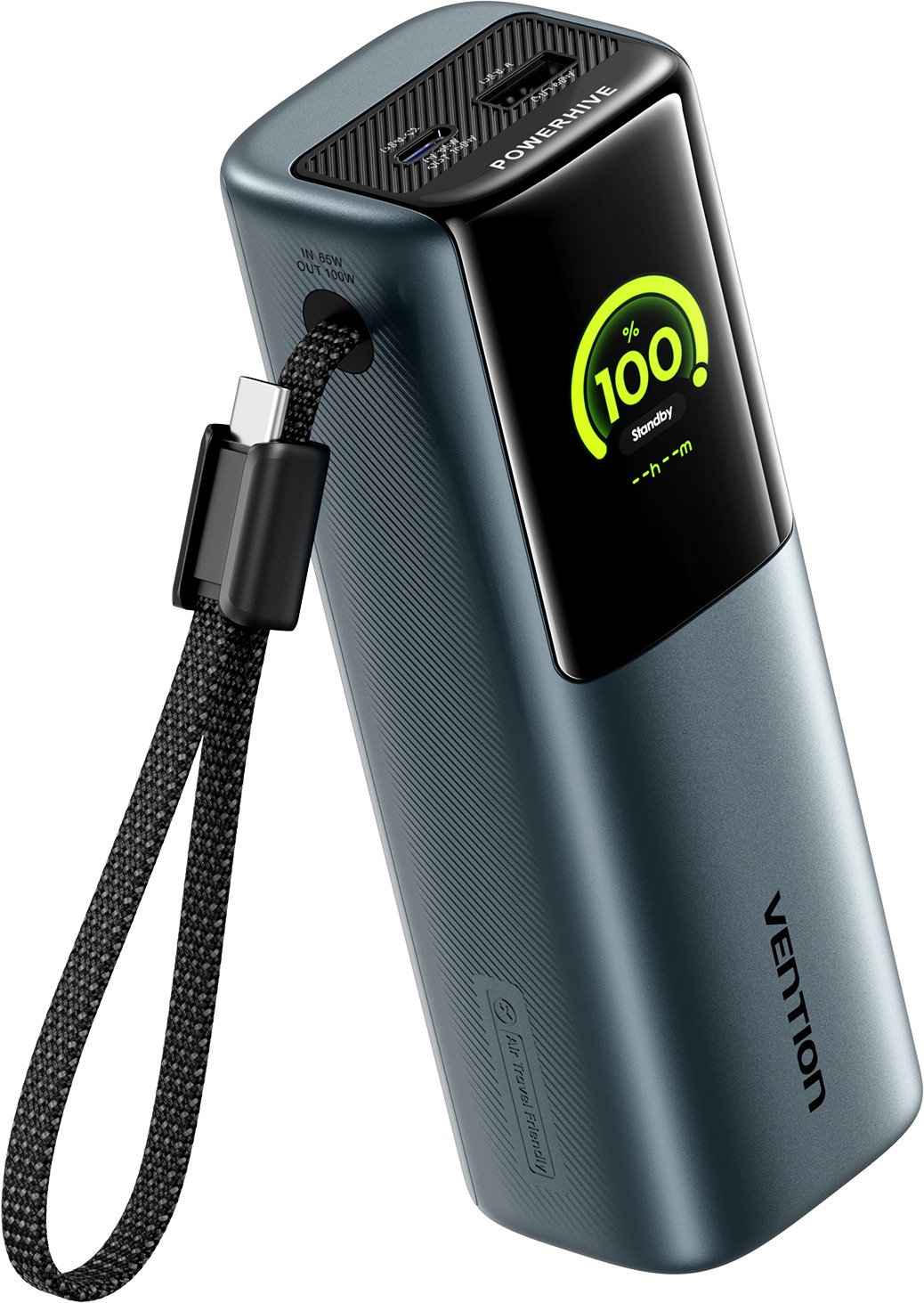 Vention Power Bank (USB-C + USB-C/USB-C/USB-A) 165W Gray TFT Display Type