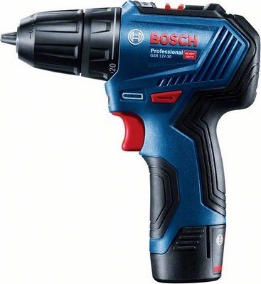 Bosch Professional 06019G9001 GSR 12V-30 akkus fúró + fúrószár- és bitkészlet (2 × 2 Ah)